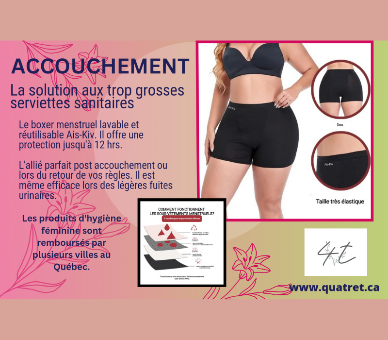 Boxer menstruel de nuit Ais-Kiv – idéal pour le post-partum